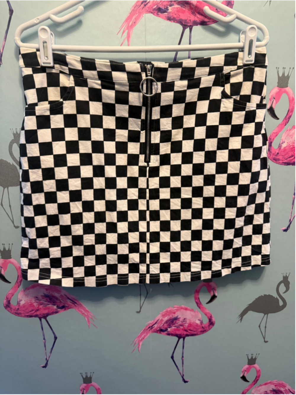 Checkered Zip Front Skirt